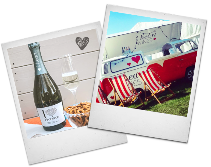 i heart prosecco bottle with pretzels and red VW van